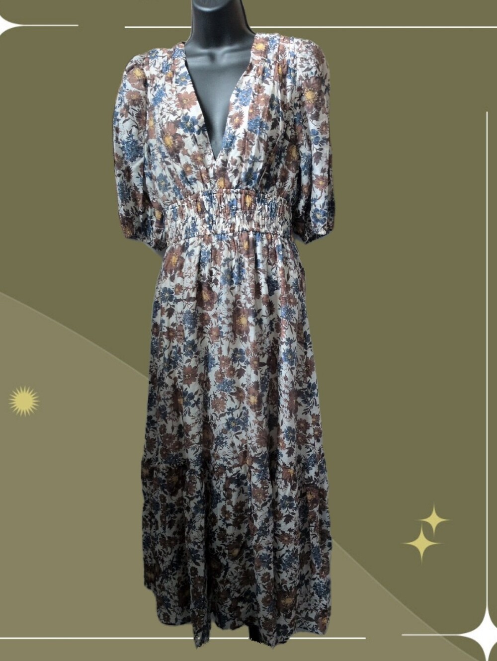 ✨ nwt Abercrombie & Fitch Floaty Plunge Midi Dress Size M
